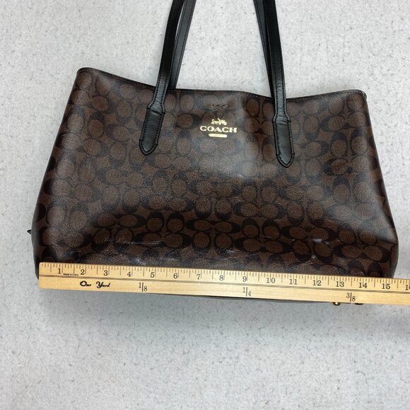 Coach F79987 Signature Monogram Tote Bag Brown Large Carryall Zipper Purse - Picture 5 of 16